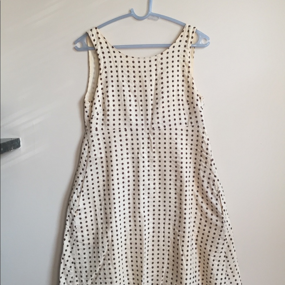 J Crew polka dot button back linen summer sundress